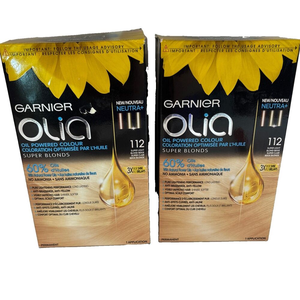 Garnier Olia Permanent Hair Dye 112 Super Light Beige Blonde Lot Of 2 Boxes